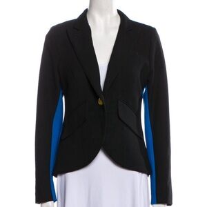 Smythe Black Blazer with Cobalt Blue Stripe EUC